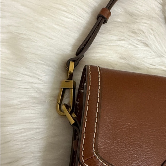 FOSSIL Brown Leather Crossbody Bag Ainsley Flap - Picture 6 of 15